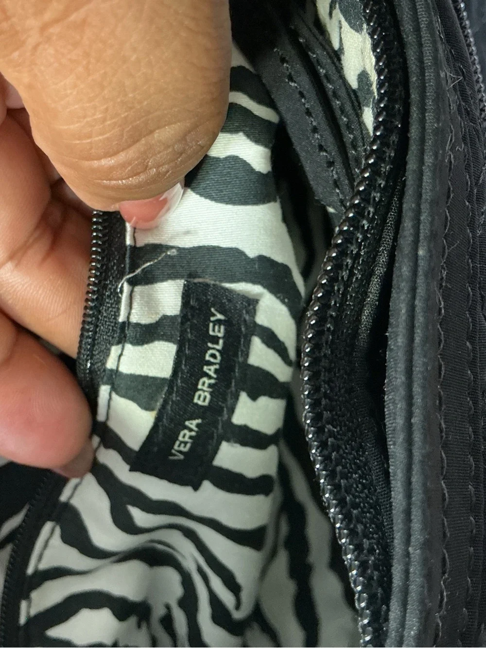 Vera Bradley Black Quilted Shoulder Bag with Front Zip D24